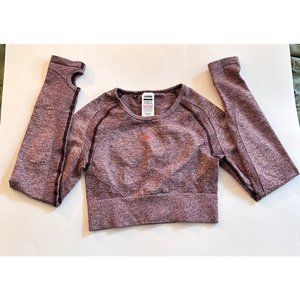 Gymshark Flex Sport Long Sleeve Crop Top - Berry/Rose - Small